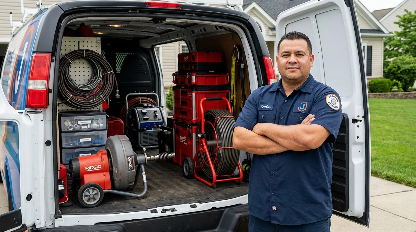 Professional drain cleaning equipment and Johns Plumbing LLC plumber in Dwight
