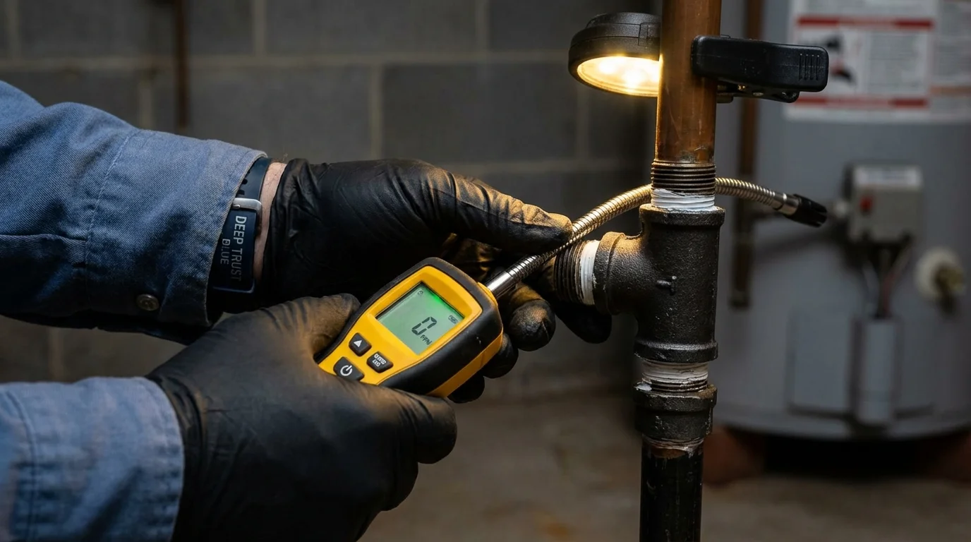 Gas leak detection with electronic sniffer by Johns Plumbing LLC in Dwight